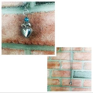 Silver Heart Charms on Silver Chain Necklace